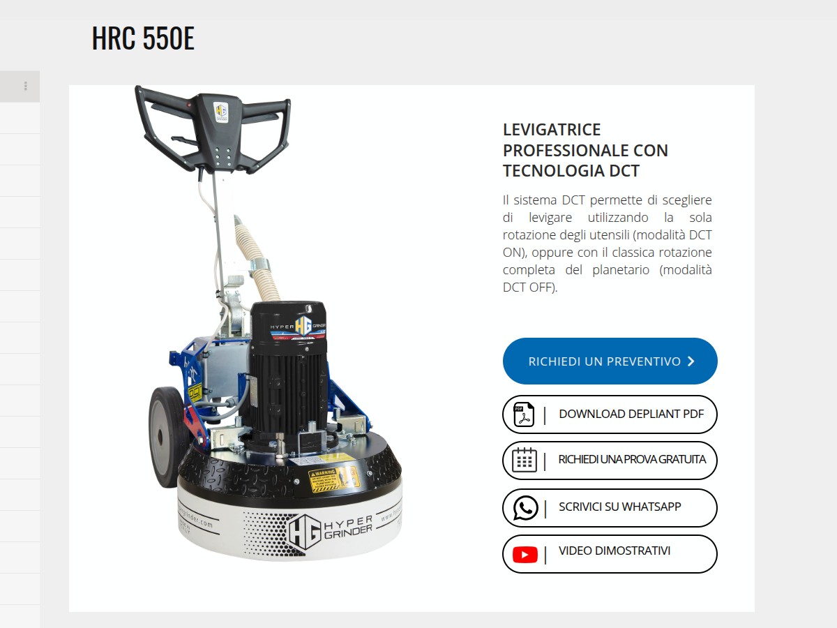 Levigatrice professionale per pavimenti Hyper Grinder HRC E: potenza precisione e tecnologia DCT